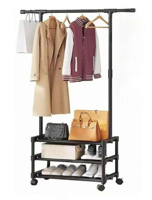 3-Tier Clothes and Shoe Organizer with 360 Degree Wheels