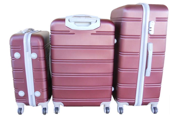 3 Piece Hard Outer Shell Premium Lightweight Luggage Set - Plum