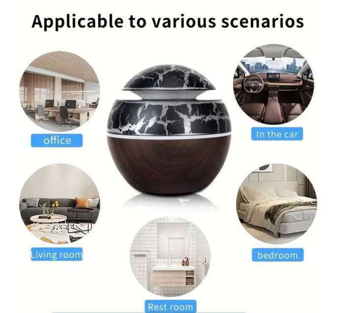 Daska Aroma Diffuser Air Humidifier With 7 Colour Changing LED Night Light - White/Brown