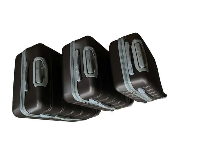 3 Piece Hard Outer Shell Premium Lightweight Luggage Set - Dark Brown - Demo - Read Description