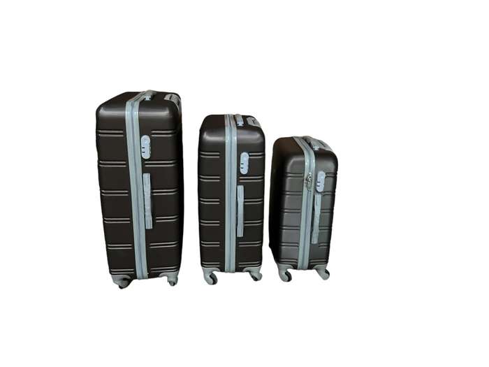 3 Piece Hard Outer Shell Premium Lightweight Luggage Set - Dark Brown - Demo - Read Description