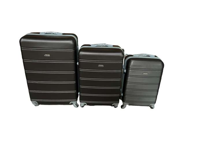 3 Piece Hard Outer Shell Premium Lightweight Luggage Set - Dark Brown - Demo - Read Description