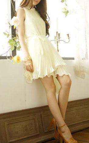 *Fashion Tokyo* Elegant Sleeveless Pleated Chiffon Dress