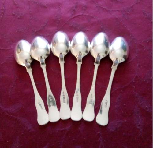 6 SOLID SILVER TEA SPOONS - GLASGOW 1834 - WILLIAM IV - KINGS PATTERN - 108 GRAMS
