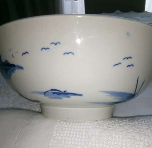 ROYAL WORCESTER 1ST PERIOD PUNCH BOWL - ROCK STRATA - OPEN CRESCENT MARK CIRC 1770 - pay over 6 week