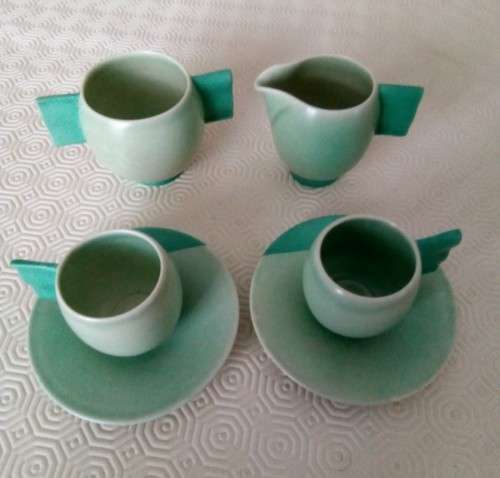 CARLTON WARE - RARE `MODERNE` TEA/COFFEE FOR TWO SET - DESIGN NUMBER 1246 - C1935/6