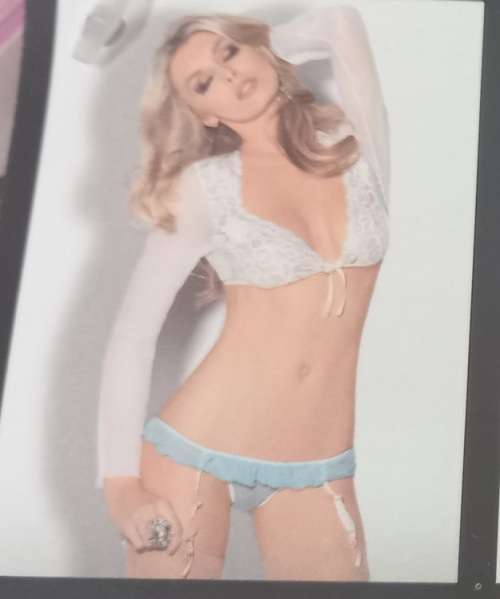 Ivory and Blue Bra and Gartini Set: Size- Large