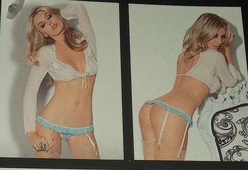 Ivory and Blue Bra and Gartini Set: Size- Large
