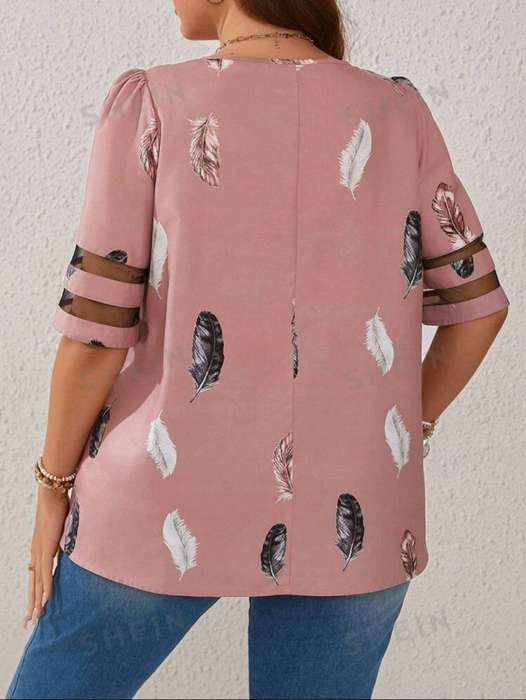 Feather pattern top: 1XL