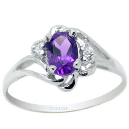 Brand New 1.0CT 925 Silver GENUINE Natural Amethyst RING-Sz 7/O