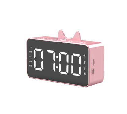 BT LCD Mirror Alarm Clock - Pink