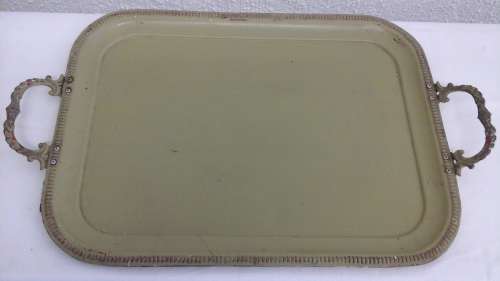 ABSOLUTELY EXQUISITE VINTAGE STEEL SERVING TRAY. SIMPLY STUNNING AND FUNCTIONAL PIECE!