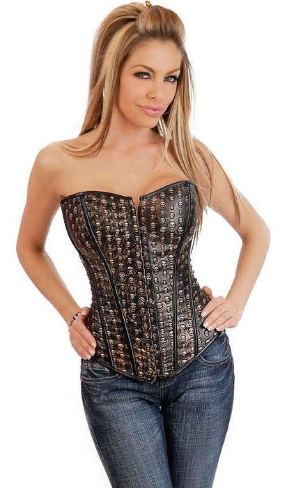 TRENDY STAMPED SKULLS CORSET