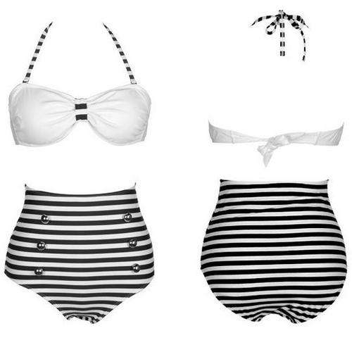 SEXY STRIPE HIGH WAIST BIKINI