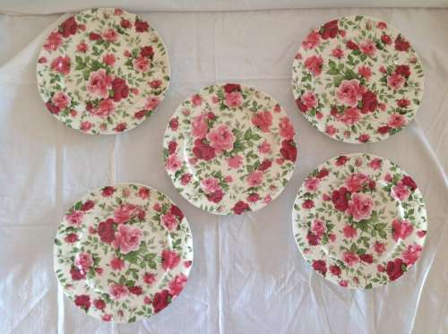 LOVELY FLORAL PATTERN WILLIAMS JAMES 5 PLATE SET, STUNNING BID/SET