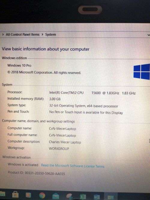 Older Mecer Xpression EL81 Laptop