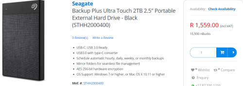**BRAND NEW & SEALED** SEAGATE 2.5` HUGE 2TB BACKUP PLUS EXTERNAL HARD DRIVE - GRAB IT @ JUST R1299!