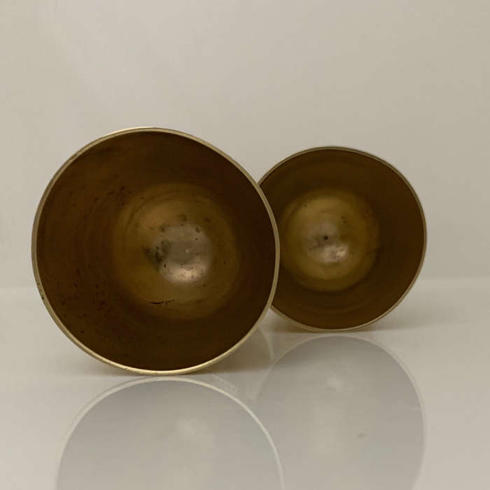 Vintage Brass 4-Piece Set  Teapot, Tray & Goblets  Floral Etched, India, Early 20t