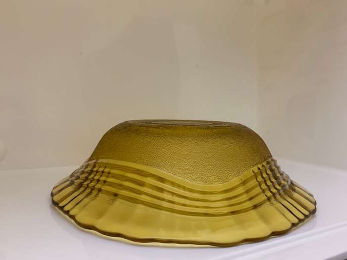 Large Vintage Amber Depression Glass Mixing Bowl by Wheaton Brazil  26cm Retro 1970s Style