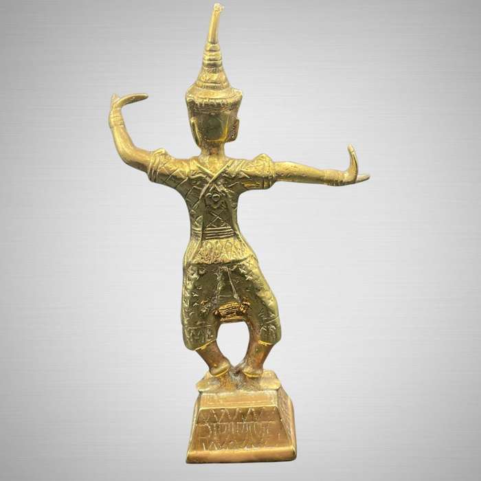 Solid Heavy Pair of Vintage Thai Bronze/Brass Temple Dancer Statues  20th Century- Price Reduced!