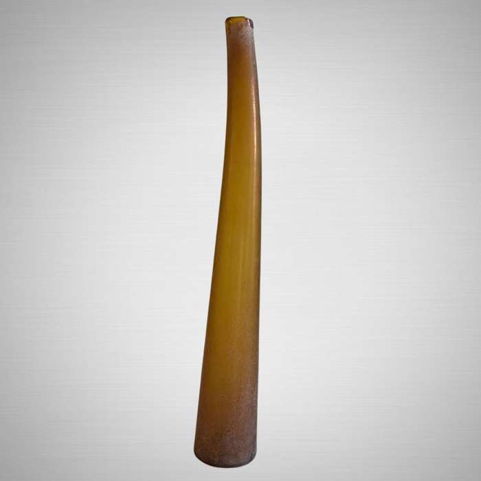 Antique Mouth Blown Art Bottle Vase: Timeless Elegance in Honey Amber