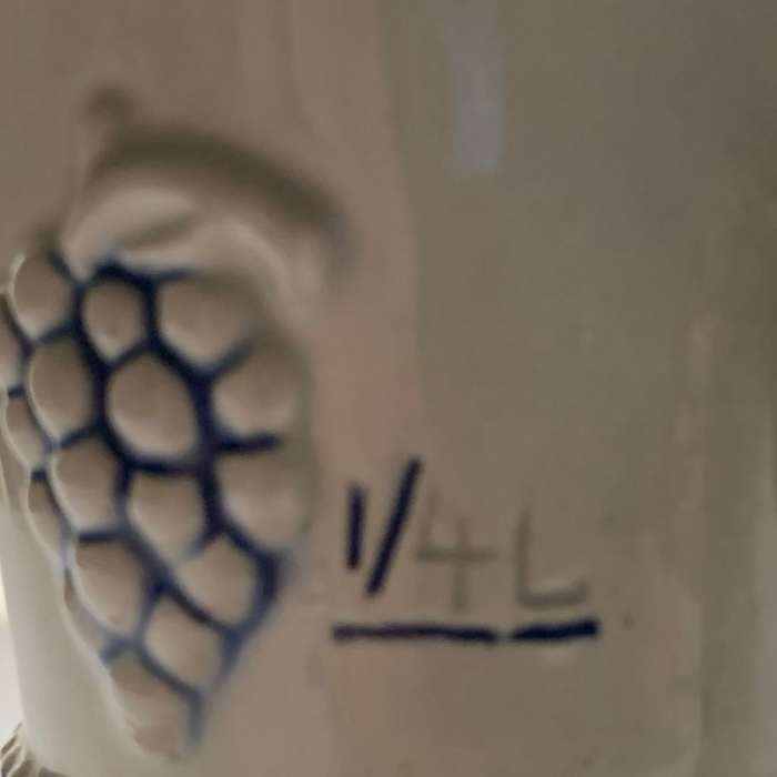 1950s West German Stoneware Wine Pitcher - Cobalt Blue Grape Design