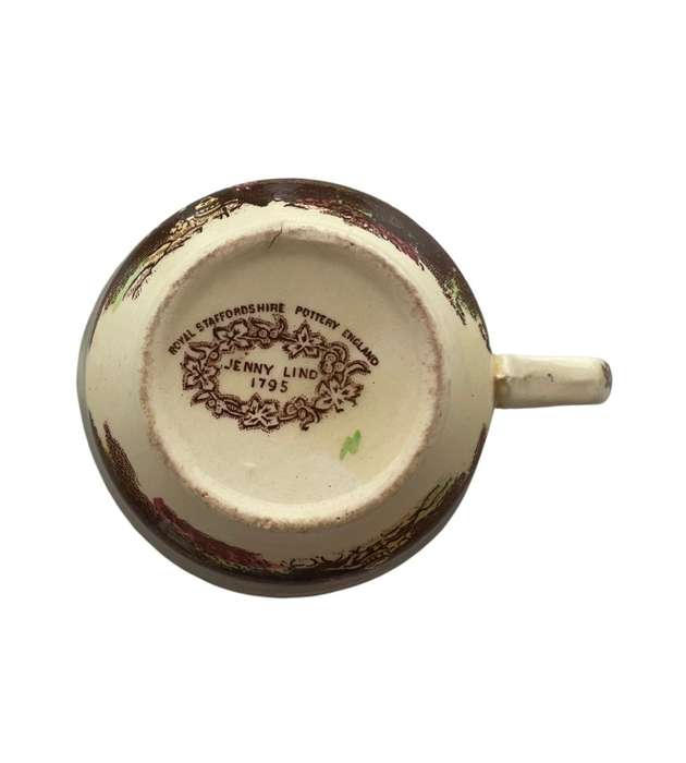 Antique Royal Staffordshire Pottery Jenny Lind 1795 Castle Scene Tea Set - 9 Pieces