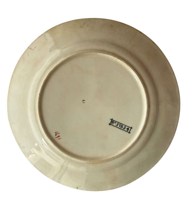 Antique 1908 Porcelain Bottle Green and Gold China 6-Piece Set - RD 51854- Decoraters mark 1671