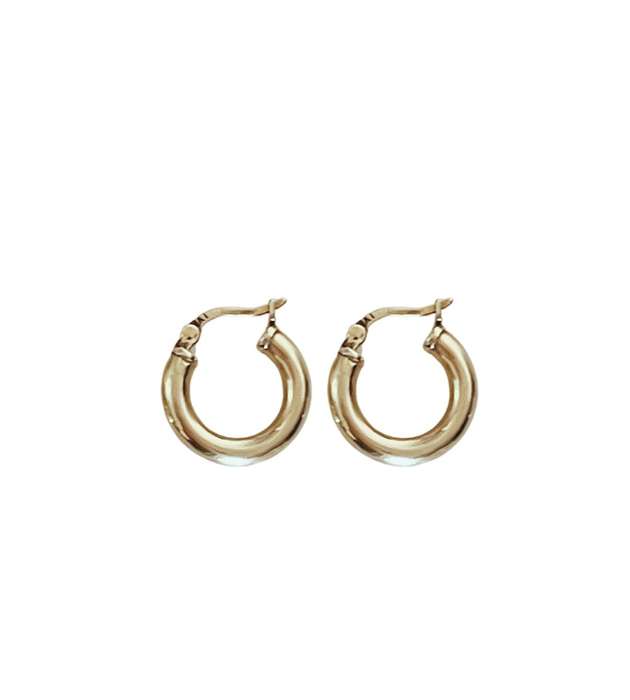 Small 15mm 9ct Yellow Gold Classic Huggy Macaroni Hoop Earrings