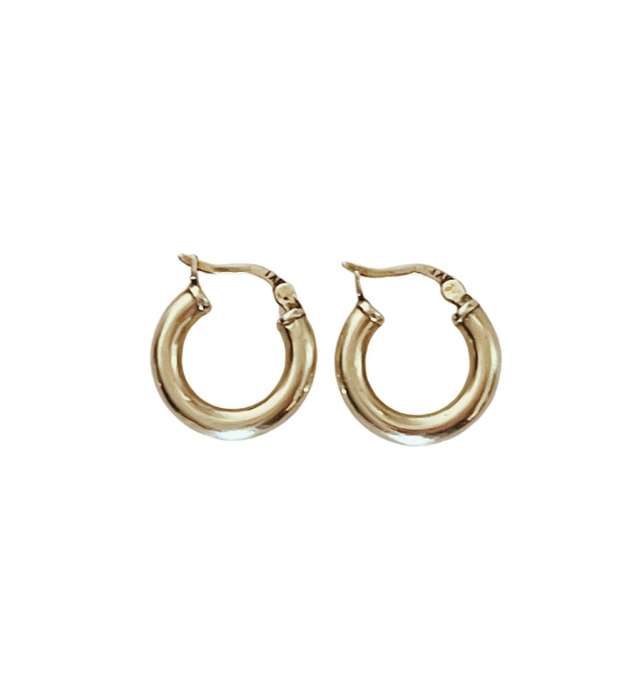 Small 15mm 9ct Yellow Gold Classic Huggy Macaroni Hoop Earrings