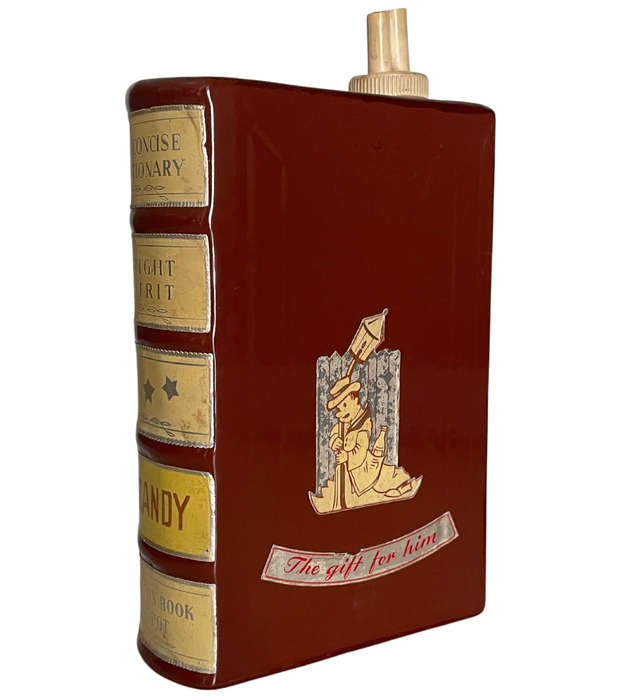 The Concise Dictionary Brandy Decanter  Bright Spirit Brand, West Germany, Vintage Ceramic, 70s Bar