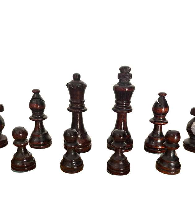Vintage Folding Wooden Travel Chess Set with Brass Handles  Hand-Carved Detail
