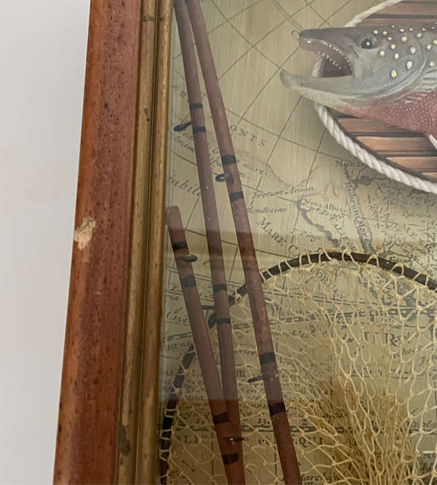 Vintage Fishing Shadow Box Diorama with Nautical Theme - Wall Décor - 53cm