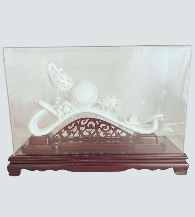 Chinese Dehua White Porcelain Baifu Ruyi Tree Peony Flower Carving