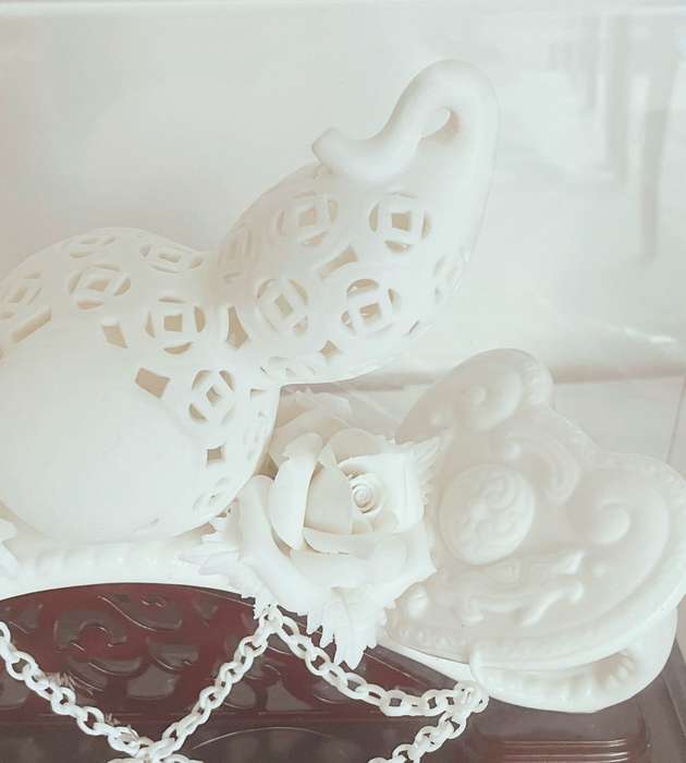 Chinese Dehua White Porcelain Baifu Ruyi Tree Peony Flower Carving