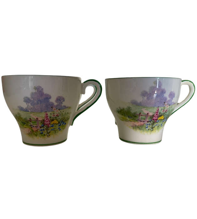 19-Piece Bell China Fine Bone China Set (1936-1966)  Meadowside Pattern, Floral Decorations & Green