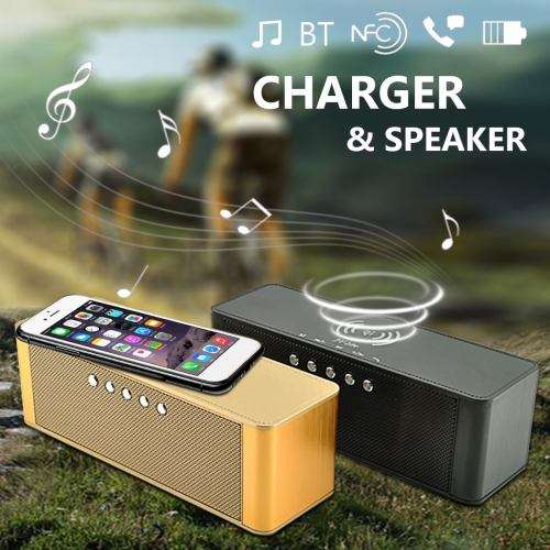 JY28QI Aodasen 2 in 1 Bluetooth Speaker with Wireless Charging Pad for Smartphones with NFC pairing