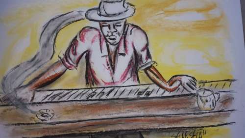 SELESHO-BIG  Painting-X LARGE- 600MMX 420MM-VALUED AT R5000