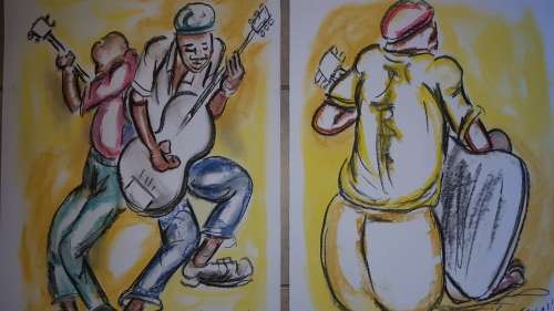 SELESHO-2 x BIG  Paintings-X LARGE- 600MMX 420MM-VALUED AT R5000