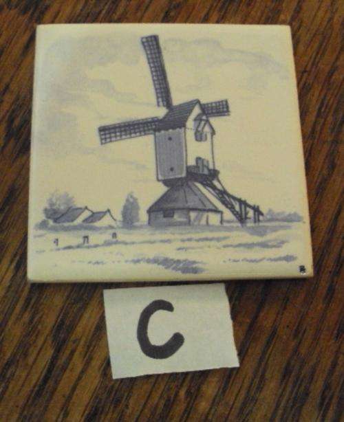 Vintage  Delft Windmill tile