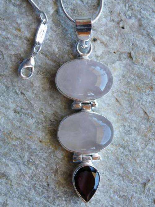 Rose Quartz .925 Silver Pendant + FREE SILVER CHAIN