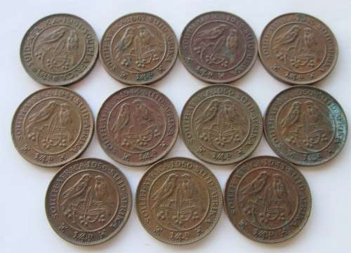 1/4 PENNY UNION OF SOUTH AFRICA COINS (SEE DESCRIPTION - DATES)