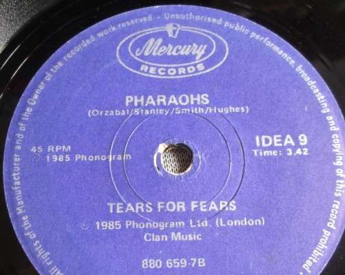 TEARS FOR FEARS - 1985 EVERYBODY WANTS TO RULE THE WORLD/PHARAOHS ( IDEA 9) 45 RPM RECORD - A3332