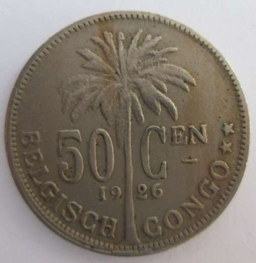 50 CENTIMES BELGIUM CONGO 1924/1926/1927/1929 *RARE* x4 COINS - LOT