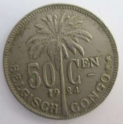 50 CENTIMES BELGIUM CONGO 1924/1926/1927/1929 *RARE* x4 COINS - LOT