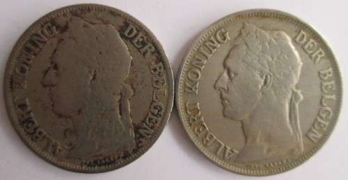 1 FRANC BELGIUM CONGO 1926 x2 COINS (LOT)