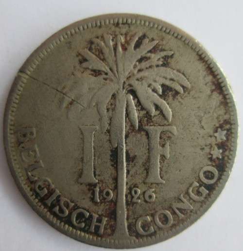 1 FRANC BELGIUM CONGO 1926 x2 COINS (LOT)