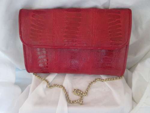 CROCODILE LEATHER SKIN RED HANDBAG - RAKA/2