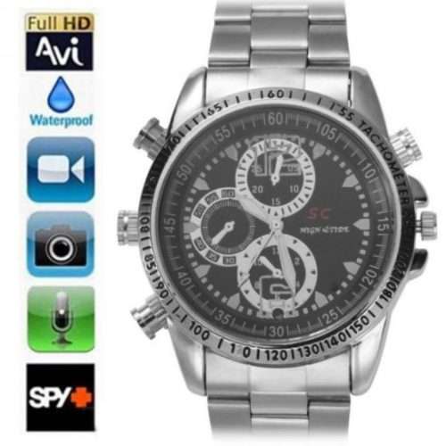 STEEL BELT HD WATERPROOF 4GB SPY WATCH DVR VIDEO PINHOLE HIDDEN CAMERA CAMCORDER