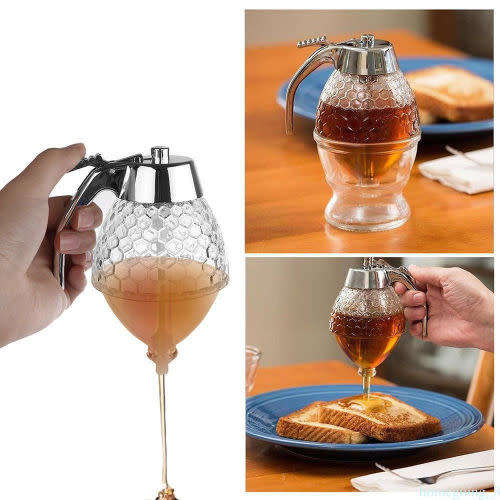 200ML ACRYLIC CLEAR POT HONEY DISPENSER CONTAINER HIVE SPICE HOLDER BEE BOTTLE